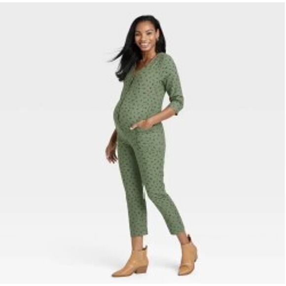 The Nines by Hatch Green Floral Print Maternity Jumpsuit - Size XS - NWT - Picture 3 of 11